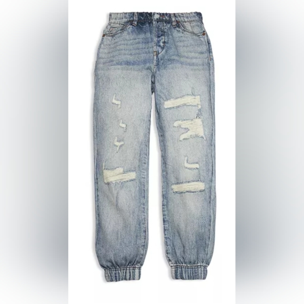 BLANK NYC, Girls' Yes Please Printed Jogger Pants, Faux Distressed Blue, Size XL - Picture 1 of 9
